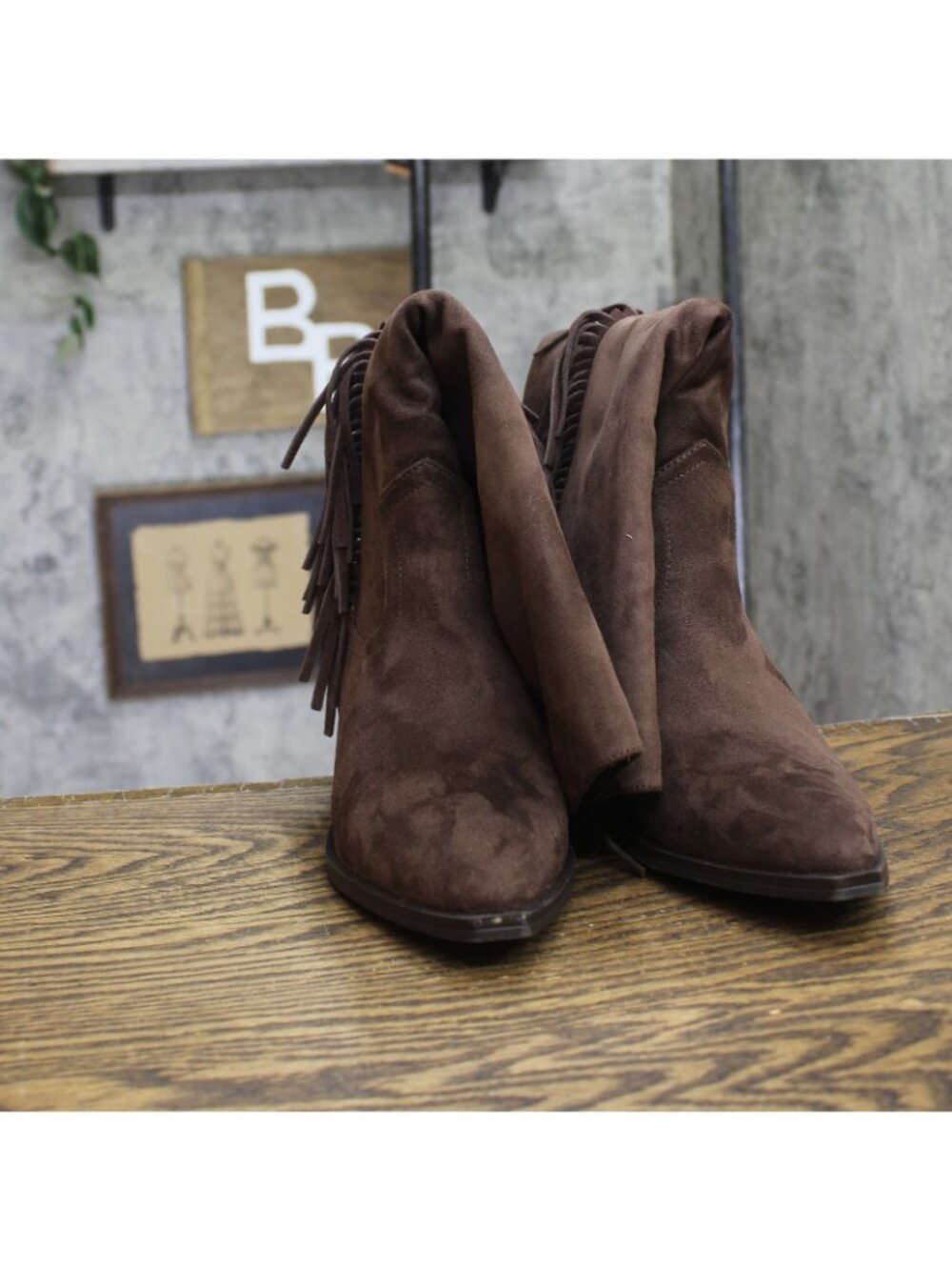 Universal Thread Patsy Tall Fringe Western Boots Cowgirl Chocolate Brown 8M - Picture 4 of 11